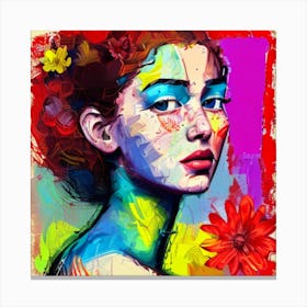 Girl With Flowers 4 Canvas Print