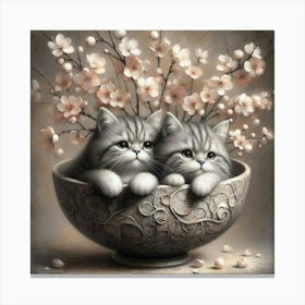 Two Kittens In A Bowl 1 Canvas Print