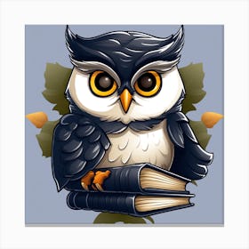 Owl With Books Canvas Print