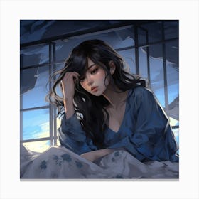 Girl In Bed Canvas Print