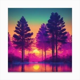 Sunset In The Forest 3 Canvas Print