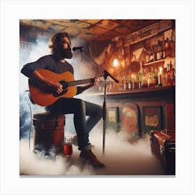 Man playing Acoustic Guitar In A Bar Canvas Print