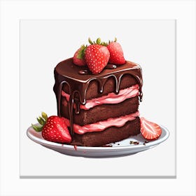 Chocolate Cake With Strawberries 8 Canvas Print