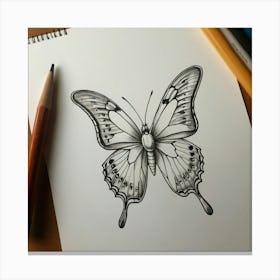 Butterfly Drawing Canvas Print