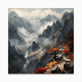 Chinese Mountains Landscape Painting (114) Canvas Print