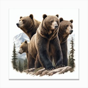 Grizzly Bears Canvas Print