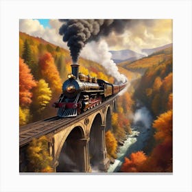 Albedobase Xl 1800s Steam Train Going In High Speed Over A Bri 1 Canvas Print