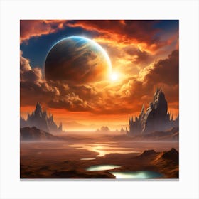 A Painting Of A Sunset With Clouds In The Sky Canvas Print