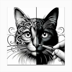 Cat Drawing 1 Canvas Print