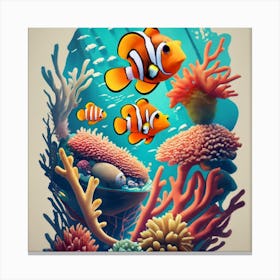 Under The Sea Beautiful Color Fish Swimming Betw (2) Canvas Print