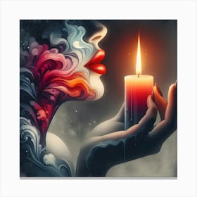 Woman Holding A Candle Canvas Print