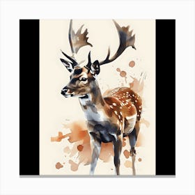 Deer Watercolor Painting Canvas Print