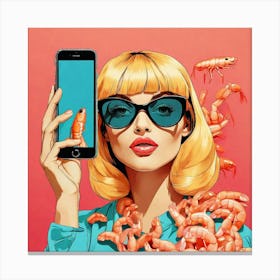 Girl With A Phone Canvas Print