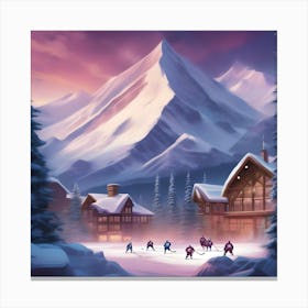 Winter Village Hockey Canvas Print