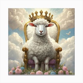 Lamb With A Crown On A Throne Canvas Print