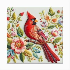 Cardinal on Branch Canvas Print