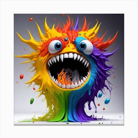 Leonardo Diffusion A 3d Hd Rainbow Splash Art Monster Face Bi 0 (3) Canvas Print