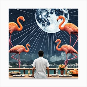 Flamingos In The Sky 1 Canvas Print