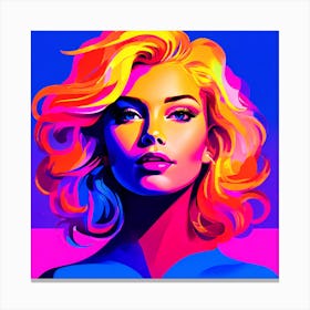 Abstract Blonde Woman Face Portrait Canvas Print