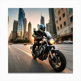 Motorcycle Rider In The City 1 Canvas Print