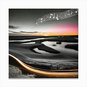 Music Notes At Night Canvas Print