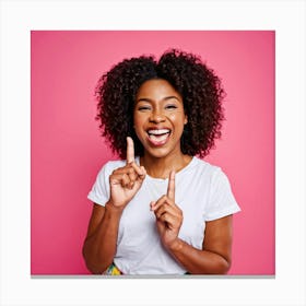 African American Young Woman Smiling With An Expression Of Happiness And Success Isolated Against (2) Canvas Print