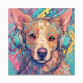 Cinematic Highly Detailed Head And Shoulders Portrait Of A Beautiful Emo Rivethead Goth Dog With Emo (1) Canvas Print