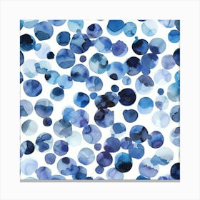 Blue Watercolor Dots 1 Canvas Print