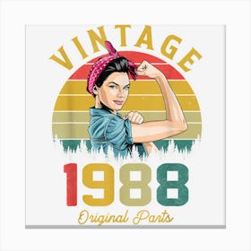 Vintage 1988 Made In 1988 34th Birthday 34 Years Old Gifts Canvas Print