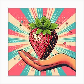 Strawberry In Hand Canvas Print