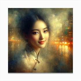 Everlasting Bloom: A Portrait of Enigmatic Beauty Canvas Print