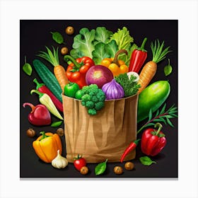 Paper Bag Full Of Fresh Vegetables Canvas Print