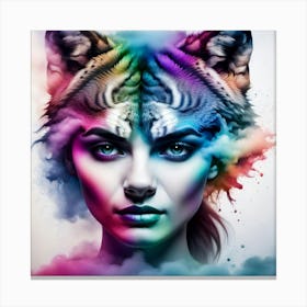 Woman With A Wolf Head Canvas Print