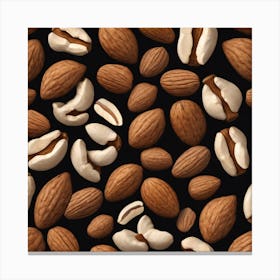 Almonds On Black Background 2 Canvas Print