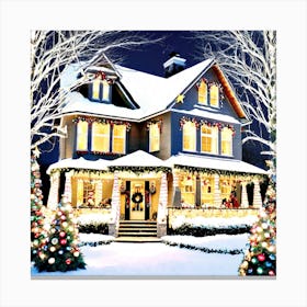 Christmas Decorated Home Outside (32) Canvas Print