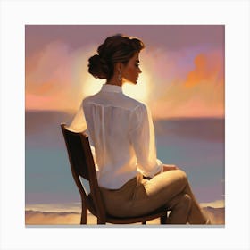 Woman Sitting On A Chair Canvas Print