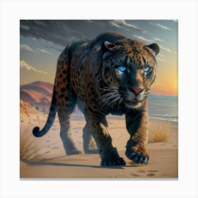 Leopard On The Beach Canvas Print