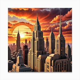 Sunset Over New York City Canvas Print