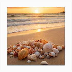 Seashells On The Beach 2 Canvas Print