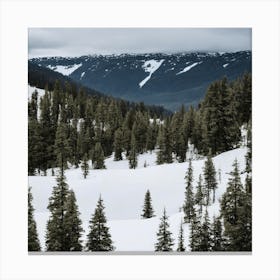 Snowy Mountain Landscape Canvas Print