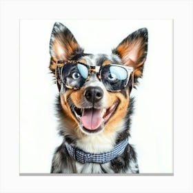 Australian Shepherd Wearing Sunglasses Canvas Print