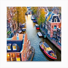  Amsterdam's canals  cityscape Canvas Print