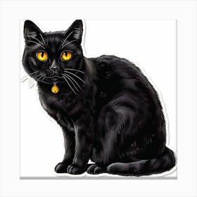 Black Cat With Yellow Eyes Canvas Print