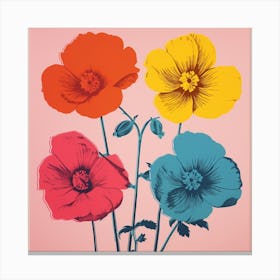 Andy Warhol Style Pop Art Flowers Florals 5 Square Canvas Print