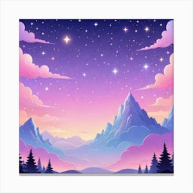 Sky With Twinkling Stars In Pastel Colors Square Composition 29 Canvas Print