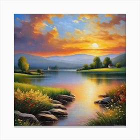 Sunset By The Lake 11 Canvas Print