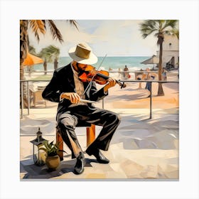 Violinist At The Beach Canvas Print