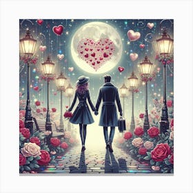 Valentine'S Day brick road Canvas Print