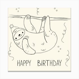 Happy Birthday Sloth Canvas Print