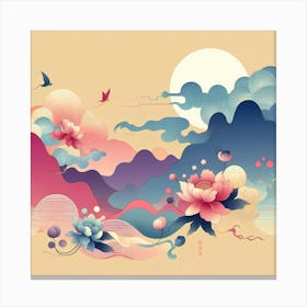 Chinese Lotus Flower Canvas Print